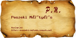 Peszeki Mátyás névjegykártya